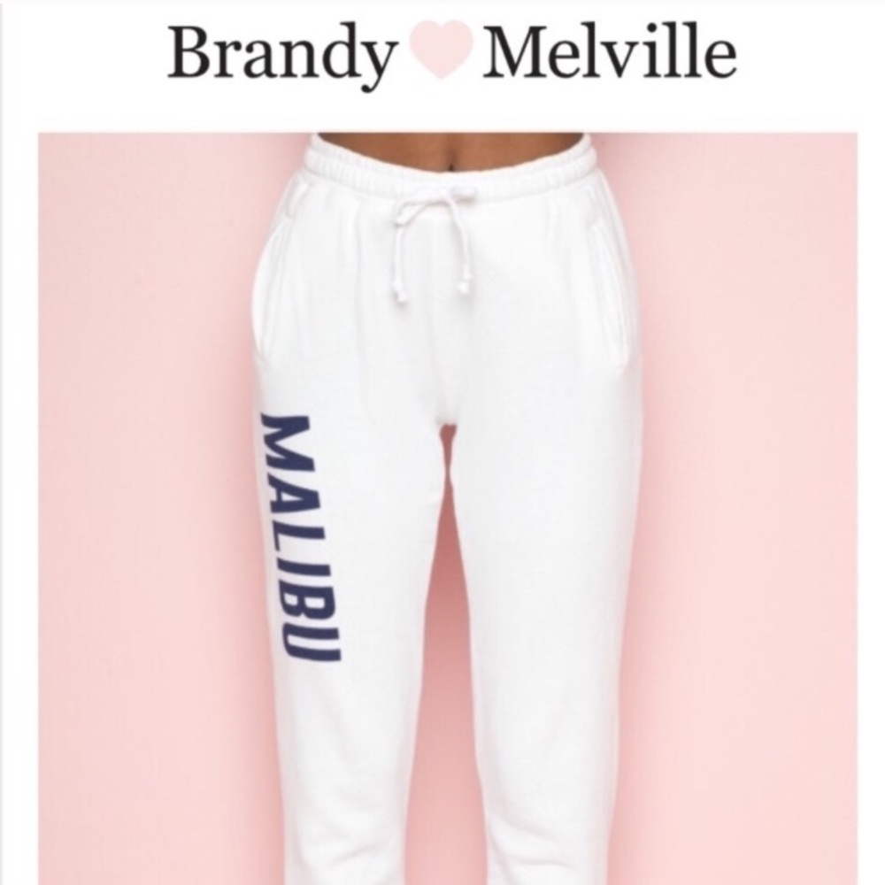 Brandy Melville White Malibu Sweatpants Joggers